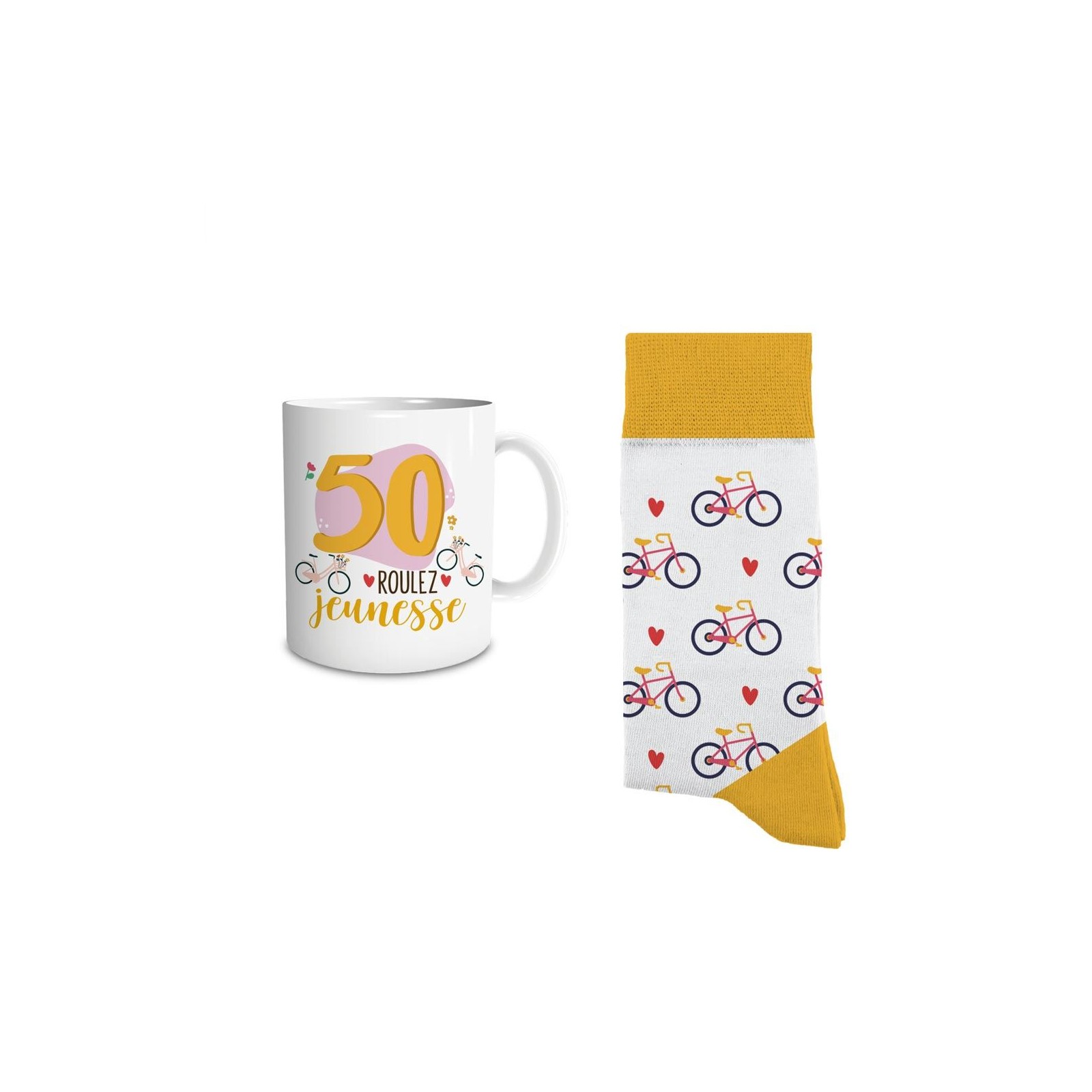 Coffret Mug Chaussettes Anniversaire 50 ans Femme