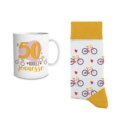 Coffret Mug Chaussettes Anniversaire 50 ans Femme