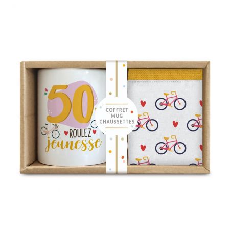 Coffret Mug Chaussettes Anniversaire 50 ans Femme