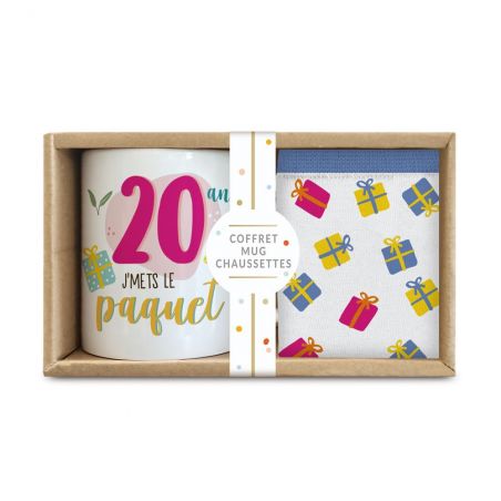 Coffret Mug Chaussettes Anniversaire 20 ans Femme