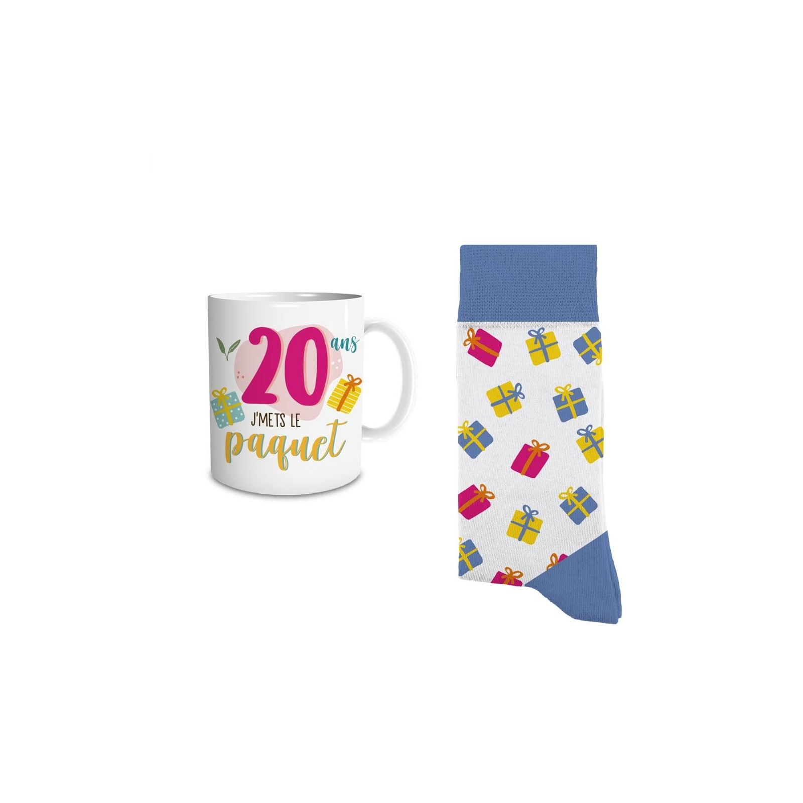 Coffret Mug Chaussettes Anniversaire 20 ans Femme