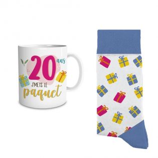 Coffret Mug Chaussettes Anniversaire 20 ans Femme