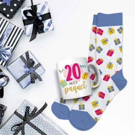 Coffret Mug Chaussettes Anniversaire 20 ans Femme