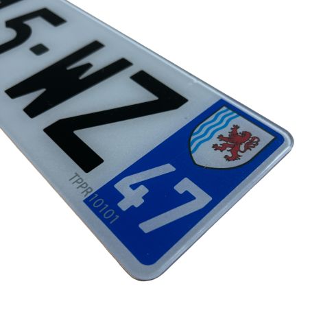 3 SIV approved plastic license plates 520 x 110 mm