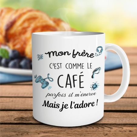 Mug en céramique Mon frère c'est comme le café, 33 cl