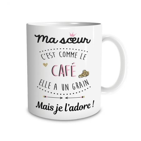 Mug en céramique Ma soeur c'est comme le café, 33 cl