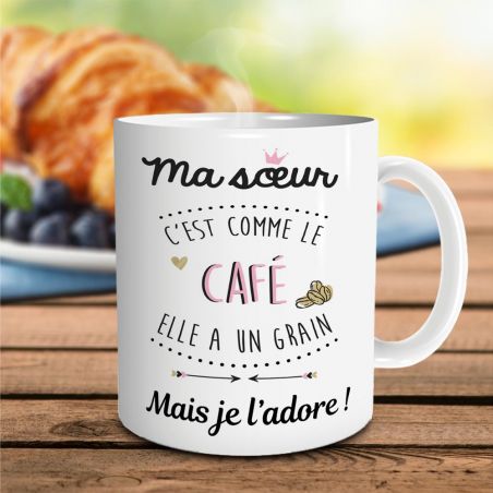 Mug en céramique Ma soeur c'est comme le café, 33 cl