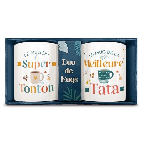 Coffret Duo Mugs en céramique Tonton et Tata, 33 cl