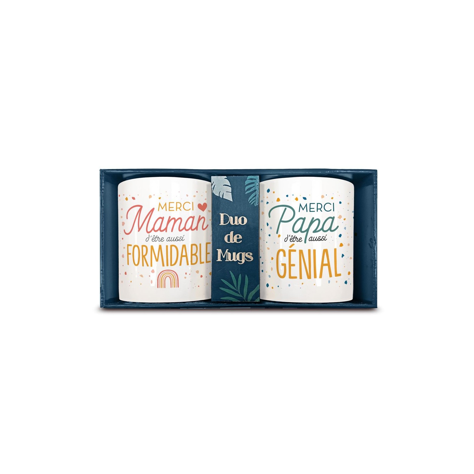 Coffret Duo Mugs en céramique Papa et Maman, 33 cl