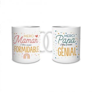 Coffret Duo Mugs en céramique Papa et Maman, 33 cl