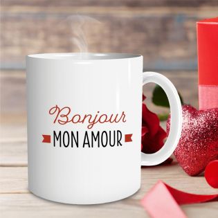 Mug en céramique Bonjour mon amour, 33 cl