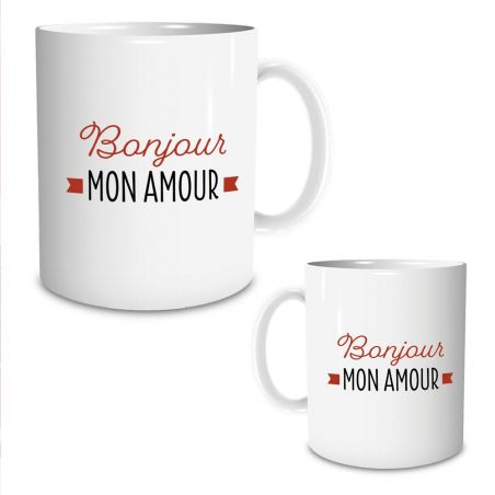 Mug en céramique Bonjour mon amour, 33 cl