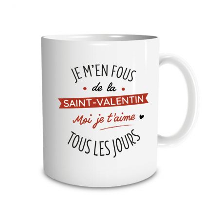 Mug en céramique Je m'en fous de la Saint Valentin, 33 cl