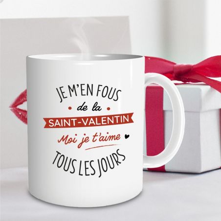 Mug en céramique Je m'en fous de la Saint Valentin, 33 cl