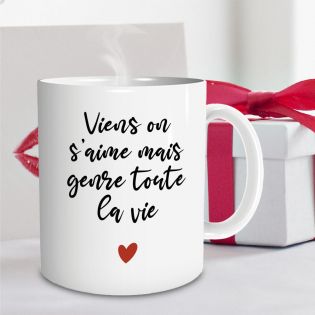 Mug en céramique Viens on s'aime, 33 cl