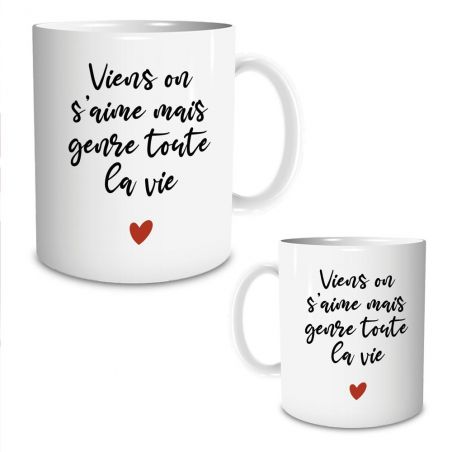 Mug en céramique Viens on s'aime, 33 cl