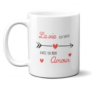 Mug en céramique La vie est belle avec toi mon amour, 33 cl