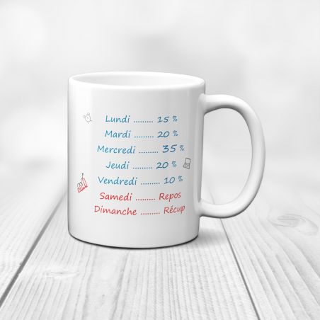 Mug en céramique humoristique : Au boulot je suis à 100 %, 33 cl