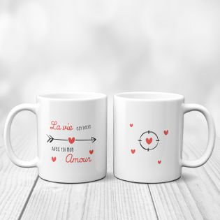 Mug en céramique La vie est belle avec toi mon amour, 33 cl