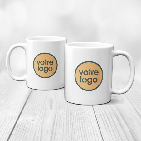 36 white ceramic mugs personalized with your logo