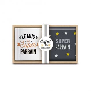 Coffret Mug Chaussettes Super Parrain