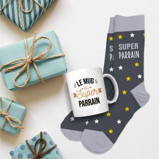 Coffret Mug Chaussettes Super Parrain