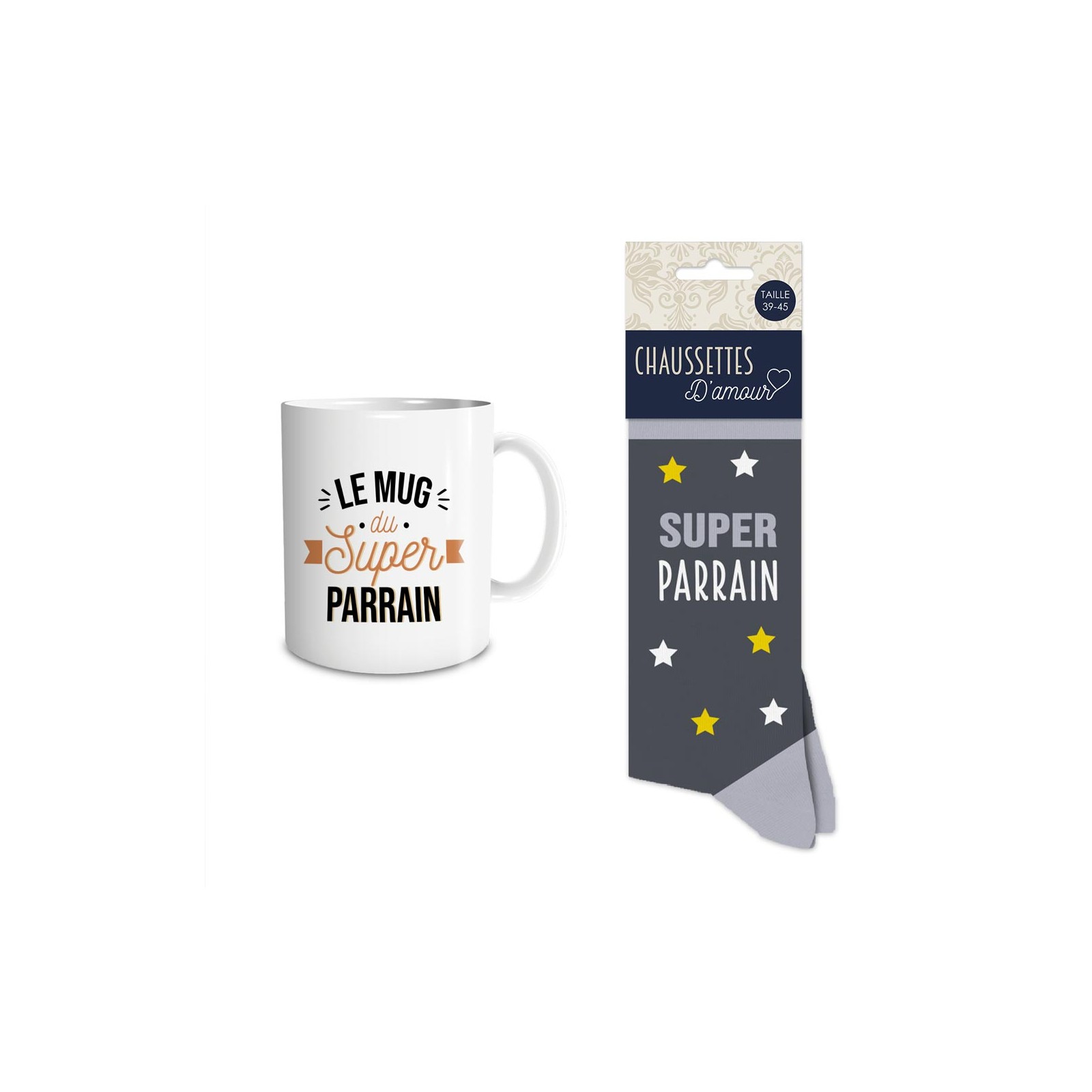 Coffret Mug Chaussettes Super Parrain