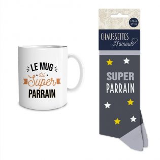 Coffret Mug Chaussettes Super Parrain