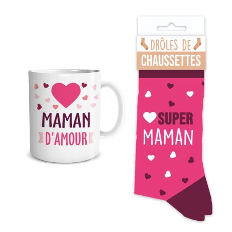 Coffret Mug Chaussettes Super Maman