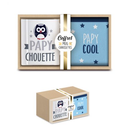 Coffret Mug Chaussettes Papy Chouette