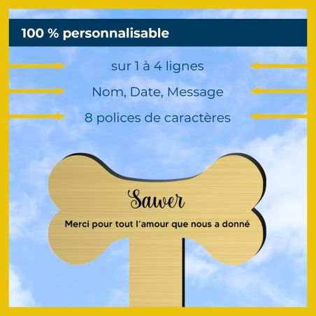 Plaque funéraire moderne personnalisée piquet · Forme OS | Chien