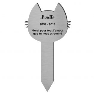 Plaque funéraire moderne personnalisée piquet | Forme Tête de Chat