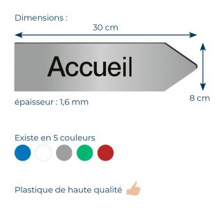 Panneau flèche directionnelle personnalisable - Couleur argent brossé