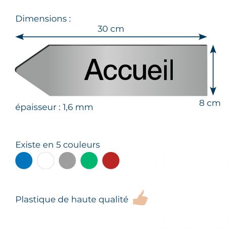 Panneau flèche directionnelle gauche personnalisable - Couleur argent brossé