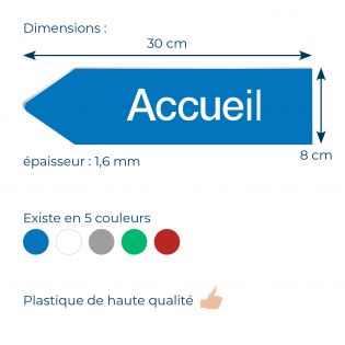 Panneau flèche directionnelle gauche personnalisable - Couleur bleu