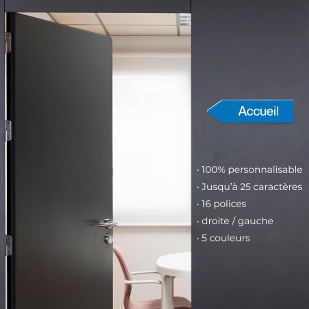 Panneau flèche directionnelle gauche personnalisable - Couleur bleu