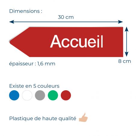 Panneau flèche directionnelle gauche personnalisable - Couleur rouge