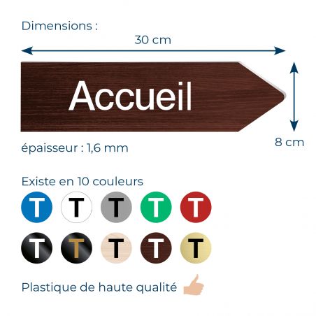 Panneau flèche directionnellegauche personnalisable - Couleur bois foncé