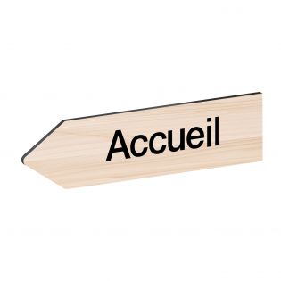 Panneau flèche directionnelle gauche personnalisable - Couleur bois clair