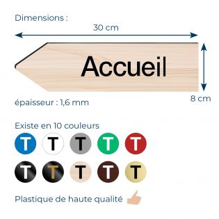 Panneau flèche directionnelle gauche personnalisable - Couleur bois clair