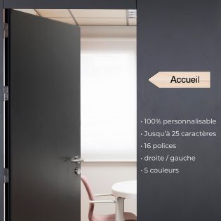 Panneau flèche directionnelle gauche personnalisable - Couleur bois clair