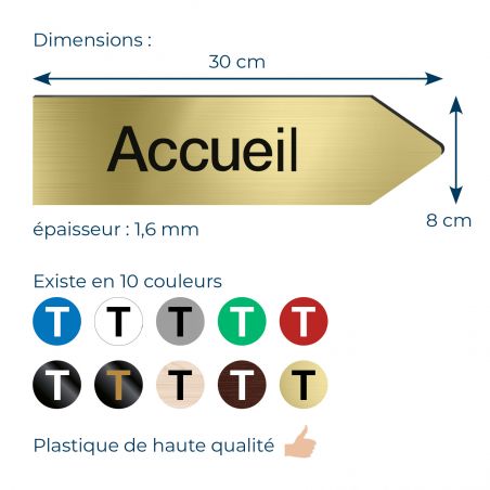 Panneau flèche directionnellegauche personnalisable - Couleur blanc