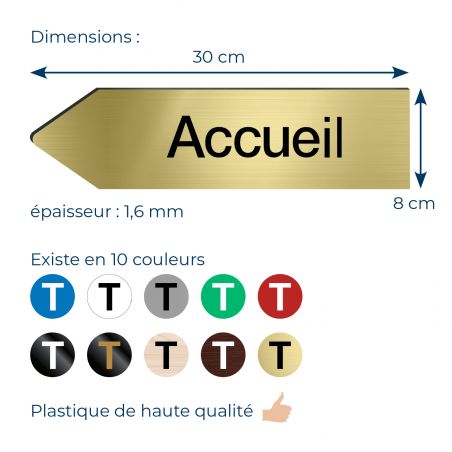 Panneau flèche directionnellegauche personnalisable - Couleur or brossé