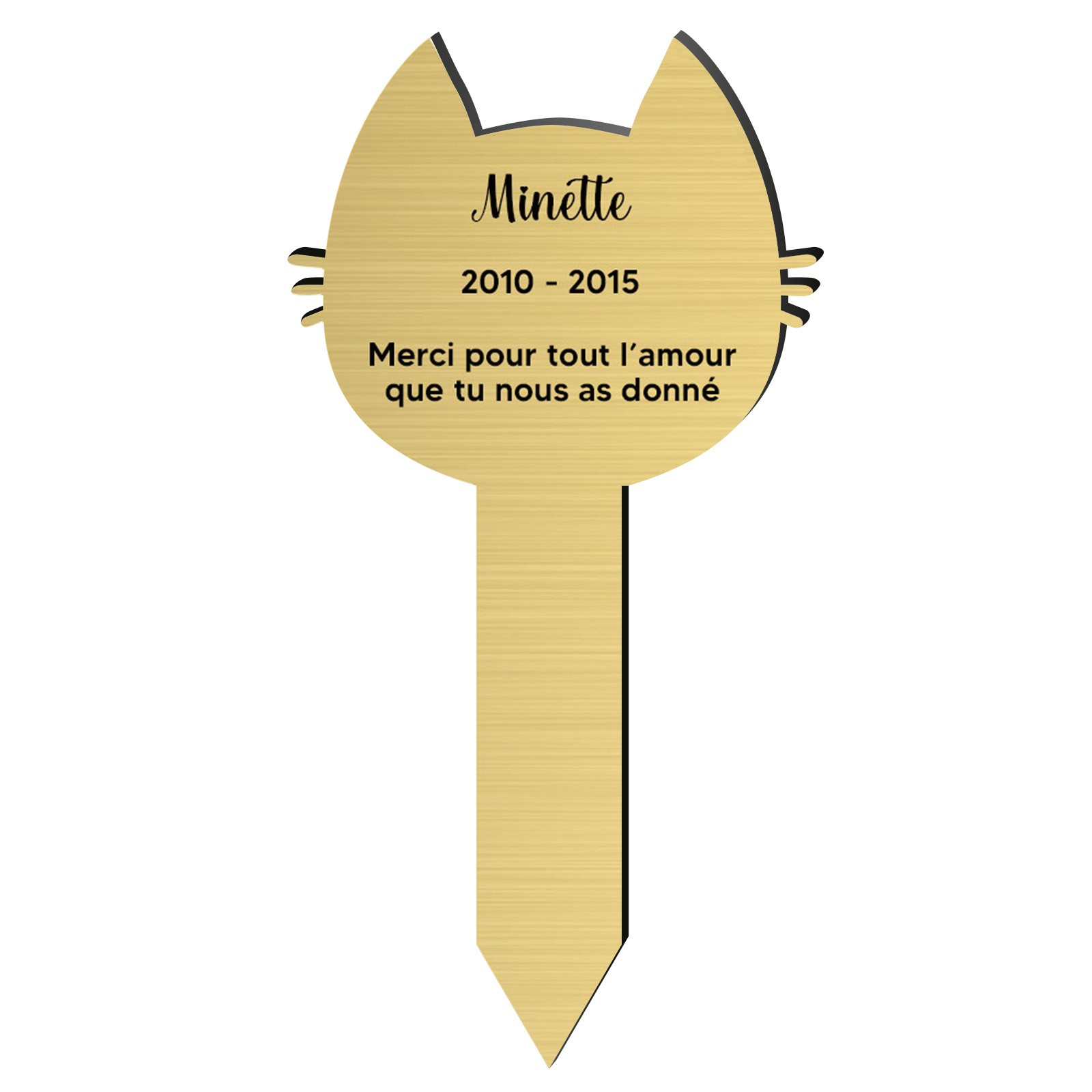 Plaque funéraire moderne personnalisée piquet | Forme Tête de Chat