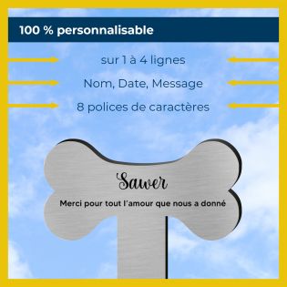 Plaque funéraire moderne personnalisée piquet · Forme OS | Chien