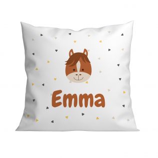 Coussin décoratif 40 x 40 cm + garniture pour chambre d'enfant personnalisable avec prénom et motif animal