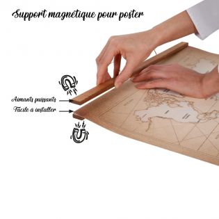 Porte-affiche magnétique à suspendre profilé en Bois clair - 60 cm