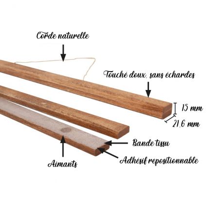 Porte-affiche magnétique à suspendre profilé en Bois clair - 40 cm