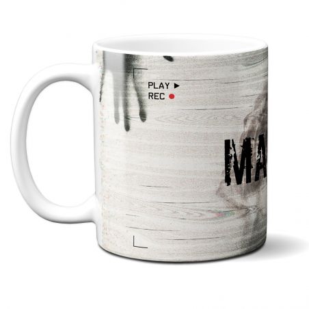 Personalized black horror film mug · Psychosis creature