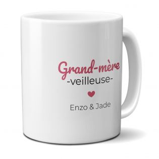 Mug thé ou café personnalisable Grand-mère-veilleuse · Cadeau anniversaire ou Noël de Mamie